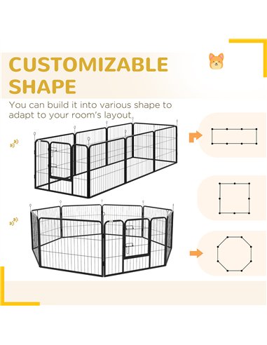 PawHut Steel 8 Panel Dog pen Pet Puppy PlayPen Black