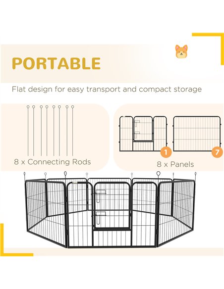 PawHut Steel 8 Panel Dog pen Pet Puppy PlayPen Black - pic 142026 | FastDaddyshop