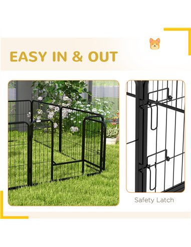 PawHut Steel 8 Panel Dog pen Pet Puppy PlayPen Black