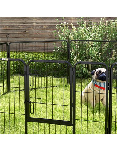 PawHut Steel 8 Panel Dog pen Pet Puppy PlayPen Black
