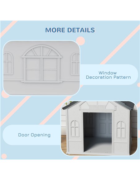 PawHut Plastic Weather-Resistant Dog House, for Indoors and Outdoors, Large Dogs - Grey - pic 142036 | FastDaddyshop