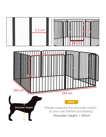 PawHut 80cm 8 Panels Heavy Duty Dog Pen, Pet Playpen for Indoors, Outdoors, Small, Medium Dogs - pic 142042 | FastDaddyshop