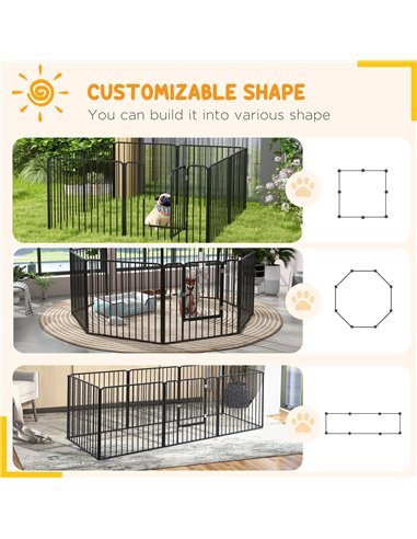 PawHut 80cm 8 Panels Heavy Duty Dog Pen, Pet Playpen for Indoors, Outdoors, Small, Medium Dogs