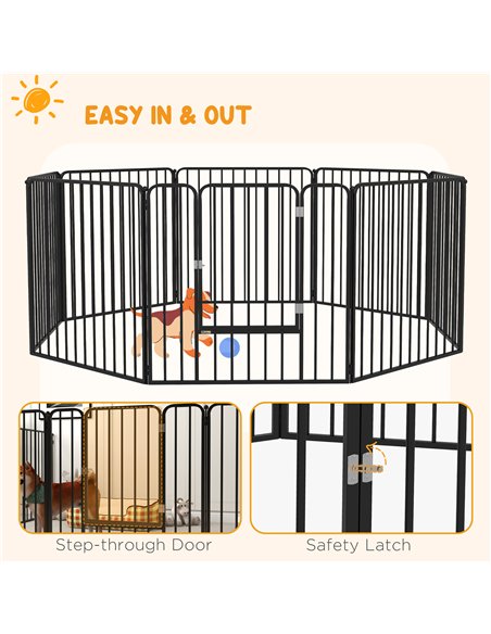 PawHut 80cm 8 Panels Heavy Duty Dog Pen, Pet Playpen for Indoors, Outdoors, Small, Medium Dogs - pic 142046 | FastDaddyshop