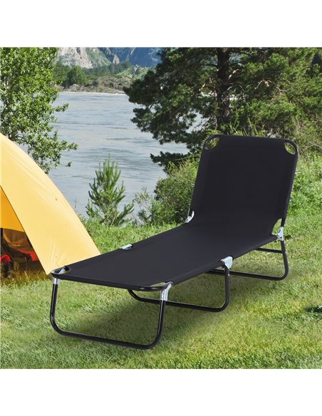 Outsunny Portable Folding Sun Lounger with 5-Position Adjustable Backrest, Black - pic 14207 | FastDaddyshop