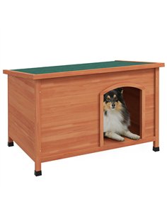 PawHut Wooden Dog Kennel, Outdoor Pet House, with Removable Floor, Openable Roof, Water-Resistant Paint - Natural Wood Tone