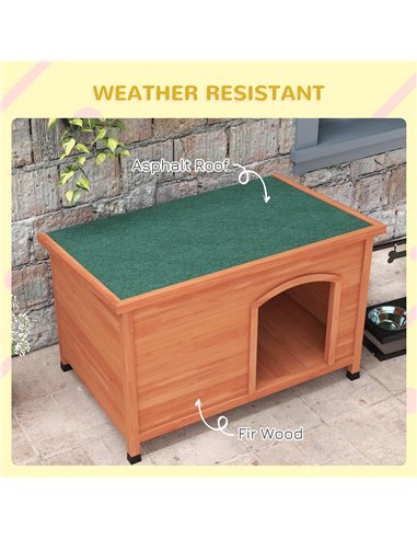 PawHut Wooden Dog Kennel, Outdoor Pet House, with Removable Floor, Openable Roof, Water-Resistant Paint - Natural Wood Tone