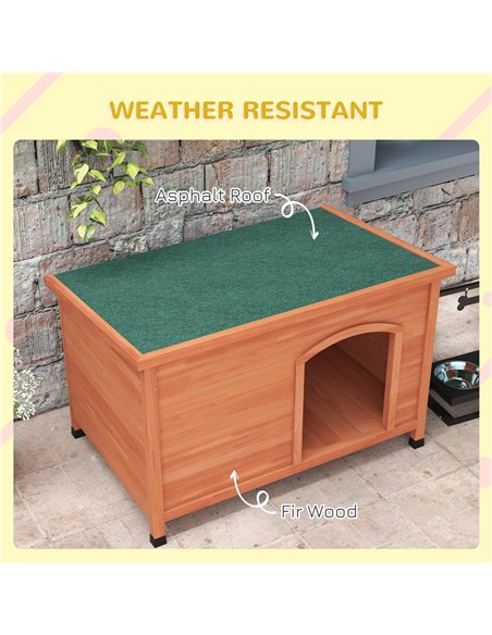 PawHut Wooden Dog Kennel, Outdoor Pet House, with Removable Floor, Openable Roof, Water-Resistant Paint - Natural Wood Tone - pic 142080 | FastDaddyshop