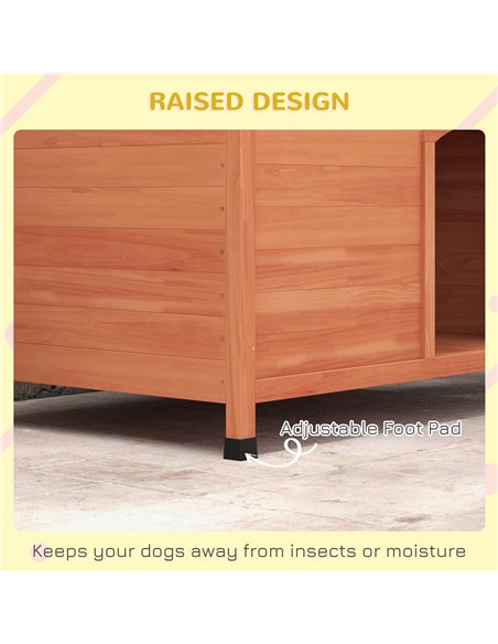 PawHut Wooden Dog Kennel, Outdoor Pet House, with Removable Floor, Openable Roof, Water-Resistant Paint - Natural Wood Tone - pic 142082 | FastDaddyshop