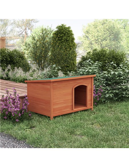 PawHut Wooden Dog Kennel, Outdoor Pet House, with Removable Floor, Openable Roof, Water-Resistant Paint - Natural Wood Tone - pic 142083 | FastDaddyshop