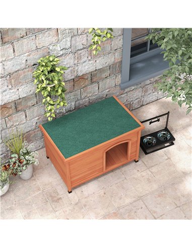 PawHut Wooden Dog Kennel, Outdoor Pet House, with Removable Floor, Openable Roof, Water-Resistant Paint - Natural Wood Tone