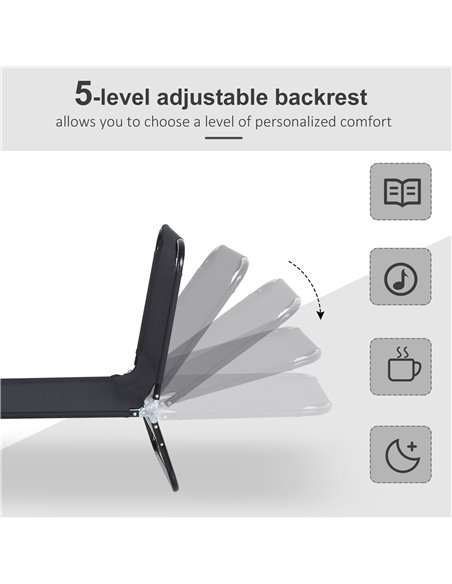 Outsunny Portable Folding Sun Lounger with 5-Position Adjustable Backrest, Black - pic 14209 | FastDaddyshop
