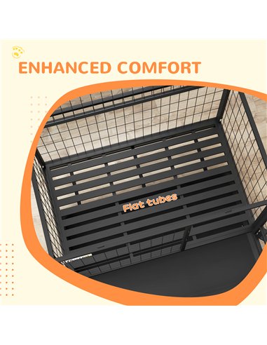 PawHut Heavy Duty Dog Crate on Wheels w/ Bowl Holder, Removable Tray, Openable Top, Detachable Door, for L, XL Dogs