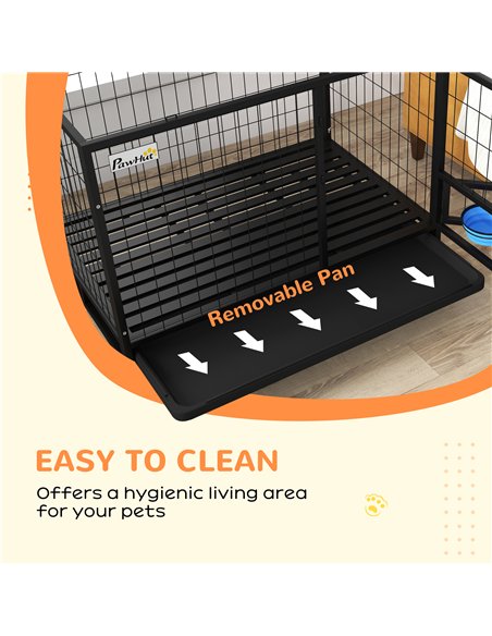 PawHut Heavy Duty Dog Crate on Wheels w/ Bowl Holder, Removable Tray, Openable Top, Detachable Door, for L, XL Dogs - pic 142092 | FastDaddyshop