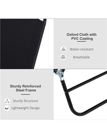 Outsunny Portable Folding Sun Lounger with 5-Position Adjustable Backrest, Black - pic 14210 | FastDaddyshop