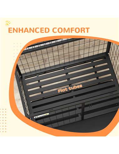 PawHut Heavy Duty Dog Crate on Wheels w/ Bowl Holder, Removable Tray, Openable Top, Detachable Door, for M, L Dogs