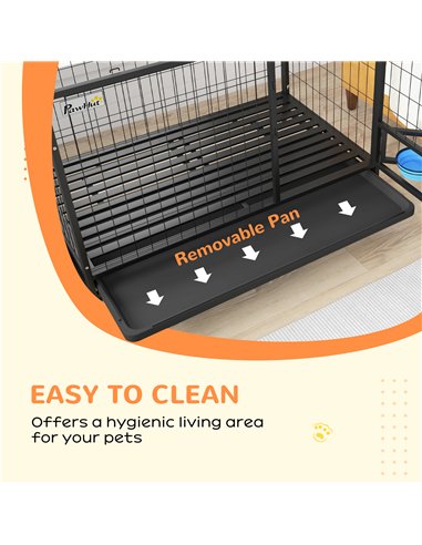 PawHut Heavy Duty Dog Crate on Wheels w/ Bowl Holder, Removable Tray, Openable Top, Detachable Door, for L, XL Dogs