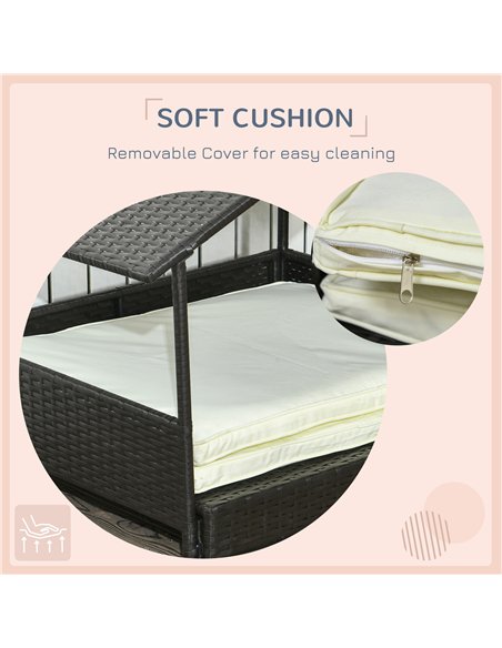 PawHut Extendable Elevated Dog Bed, Rattan Dog House, with Water-Resistant Roof, Removable Cushion, Cream - pic 142119 | FastDaddyshop