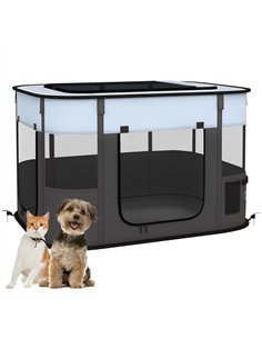 PawHut Foldable Dog Pen with Storage Bag for Indoor/Outdoor Use - Grey