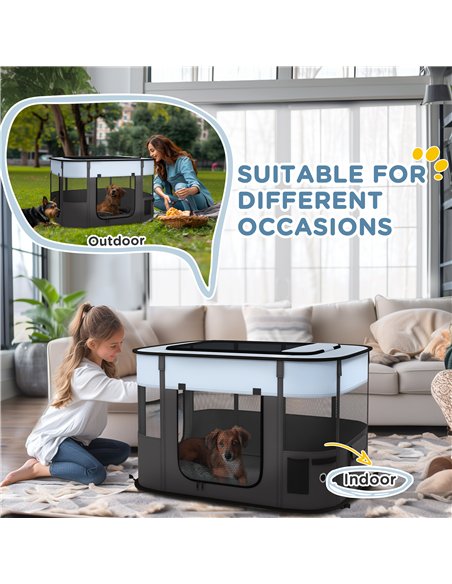 PawHut Foldable Dog Pen with Storage Bag for Indoor/Outdoor Use - Grey - pic 142136 | FastDaddyshop