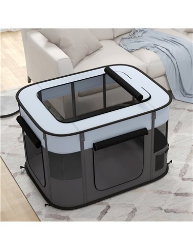 PawHut Foldable Dog Pen with Storage Bag for Indoor/Outdoor Use - Grey