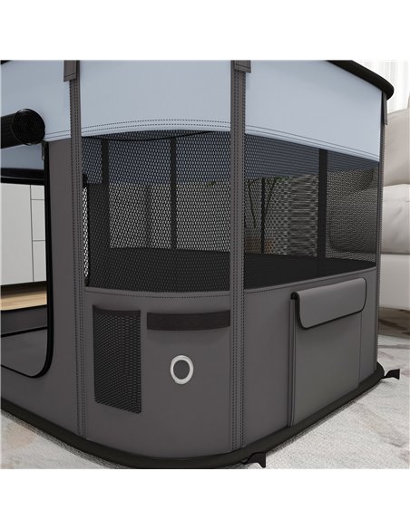 PawHut Foldable Dog Pen with Storage Bag for Indoor/Outdoor Use - Grey - pic 142138 | FastDaddyshop