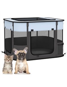 PawHut Foldable Dog Pen with Storage Bag for Indoor/Outdoor Use, Portable Pet playpen, with Ground Stakes - Grey