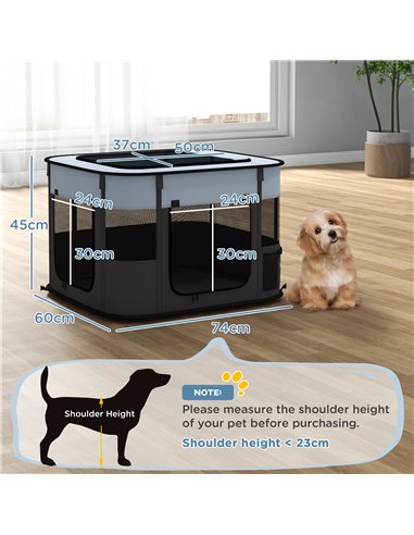 PawHut Foldable Dog Pen with Storage Bag for Indoor/Outdoor Use, Portable Pet playpen, with Ground Stakes - Grey
