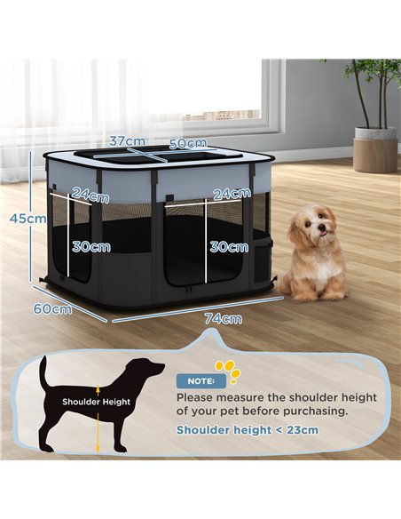 PawHut Foldable Dog Pen with Storage Bag for Indoor/Outdoor Use, Portable Pet playpen, with Ground Stakes - Grey - pic 142150 | FastDaddyshop