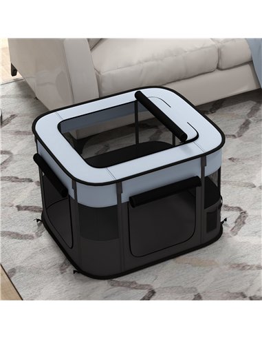 PawHut Foldable Dog Pen with Storage Bag for Indoor/Outdoor Use, Portable Pet playpen, with Ground Stakes - Grey