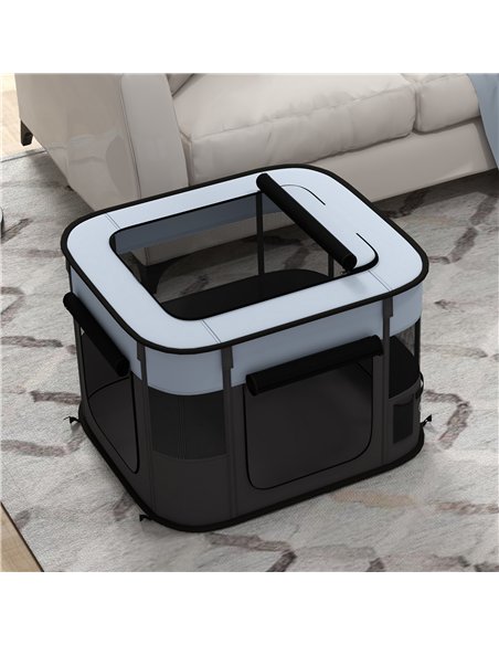PawHut Foldable Dog Pen with Storage Bag for Indoor/Outdoor Use, Portable Pet playpen, with Ground Stakes - Grey - pic 142155 | FastDaddyshop