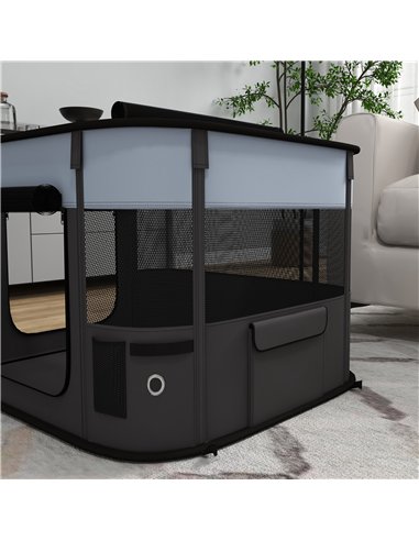 PawHut Foldable Dog Pen with Storage Bag for Indoor/Outdoor Use, Portable Pet playpen, with Ground Stakes - Grey