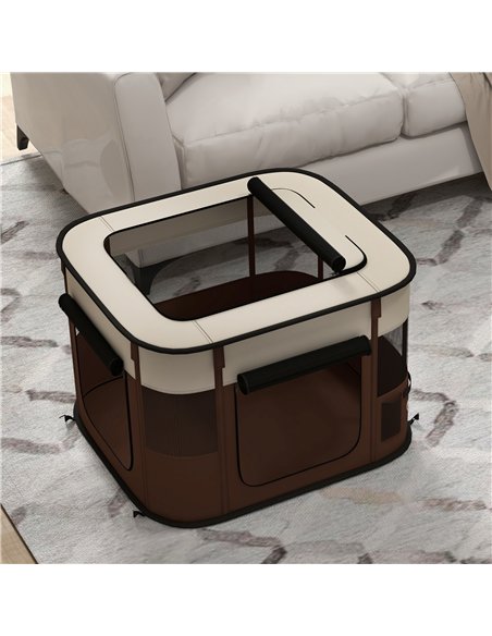 PawHut Foldable Dog Pen with Storage Bag for Indoor/Outdoor Use, Portable Pet playpen, with Ground Stakes - Brown - pic 142164 | FastDaddyshop