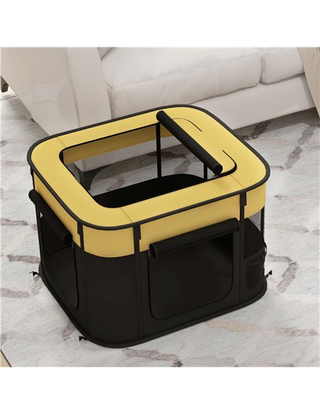PawHut Foldable Dog Pen with Storage Bag for Indoor/Outdoor Use, Portable Pet playpen, with Ground Stakes - Yellow - pic 142173 | FastDaddyshop