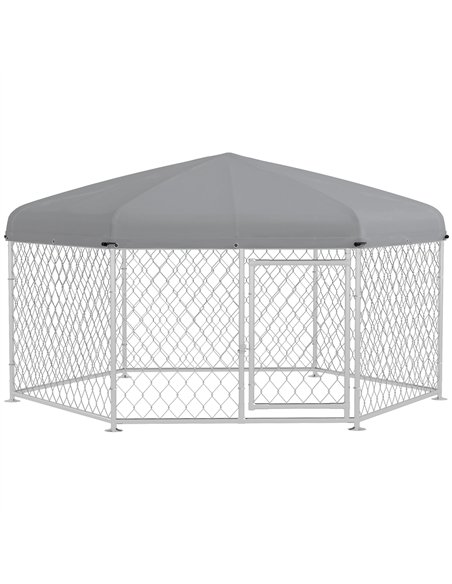 PawHut Dog Kennel and Run with Lockable Door, for Garden, Patio, Terrace, Large Dogs, 2.1 x 1.85 x 1.5m - pic 142175 | FastDaddyshop