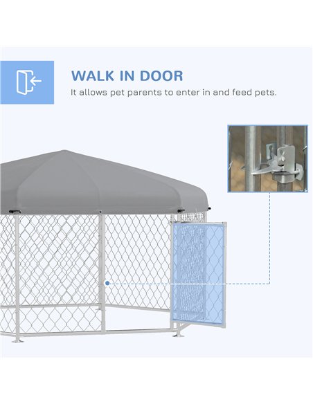 PawHut Dog Kennel and Run with Lockable Door, for Garden, Patio, Terrace, Large Dogs, 2.1 x 1.85 x 1.5m - pic 142181 | FastDaddyshop