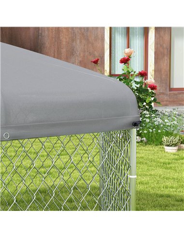 PawHut Dog Kennel and Run with Lockable Door, for Garden, Patio, Terrace, Large Dogs, 2.1 x 1.85 x 1.5m