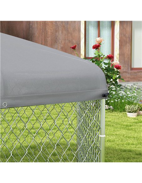 PawHut Dog Kennel and Run with Lockable Door, for Garden, Patio, Terrace, Large Dogs, 2.1 x 1.85 x 1.5m - pic 142183 | FastDaddyshop
