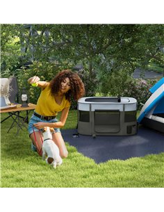 PawHut Foldable Dog Pen with Storage Bag for Indoor/Outdoor Use, Portable Pet playpen, with Ground Stakes - Grey 2