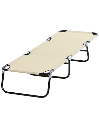 Outsunny Portable Folding Sun Lounger with 5-Position Adjustable Backrest, Beige