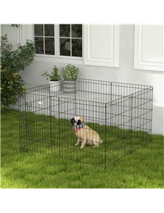 PawHut 8 Panel DIY Dog Pen with Door, for Dogs, Small Animals, Indoor/Outdoor Use, 76cm High 2
