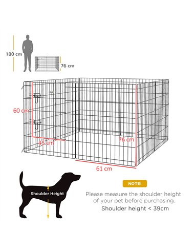 PawHut 8 Panel DIY Dog Pen with Door, for Dogs, Small Animals, Indoor/Outdoor Use, 76cm High