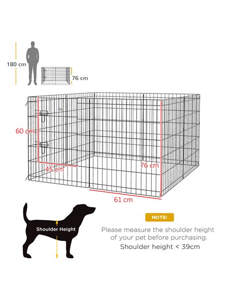 PawHut 8 Panel DIY Dog Pen with Door, for Dogs, Small Animals, Indoor/Outdoor Use, 76cm High - pic 142240 | FastDaddyshop