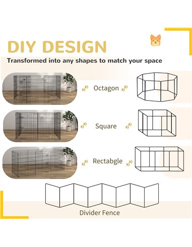 PawHut 8 Panel DIY Dog Pen with Door, for Dogs, Small Animals, Indoor/Outdoor Use, 76cm High