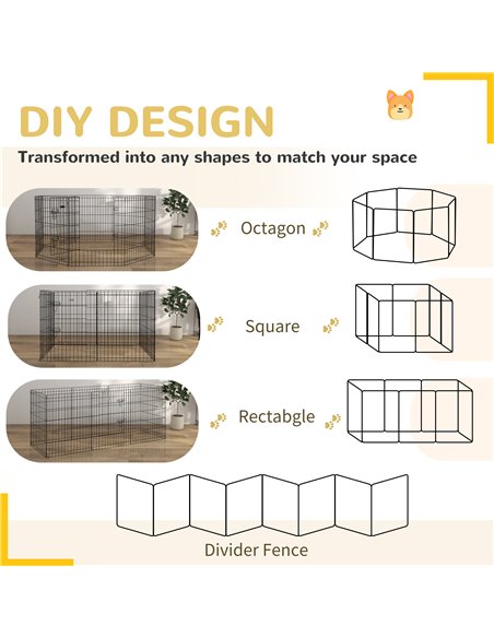 PawHut 8 Panel DIY Dog Pen with Door, for Dogs, Small Animals, Indoor/Outdoor Use, 76cm High - pic 142241 | FastDaddyshop