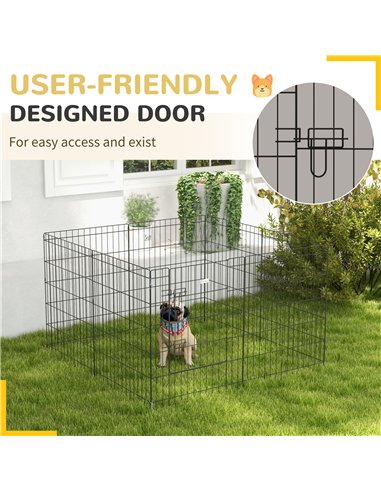 PawHut 8 Panel DIY Dog Pen with Door, for Dogs, Small Animals, Indoor/Outdoor Use, 76cm High