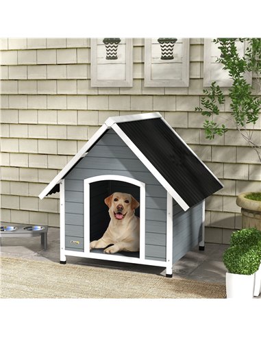PawHut Outdoor Dog Kennel, Wooden Dog House, with Removable Floor, Anti-Corrosion Wood, for Large Dogs, 106.5H x 110W x 98Dcm