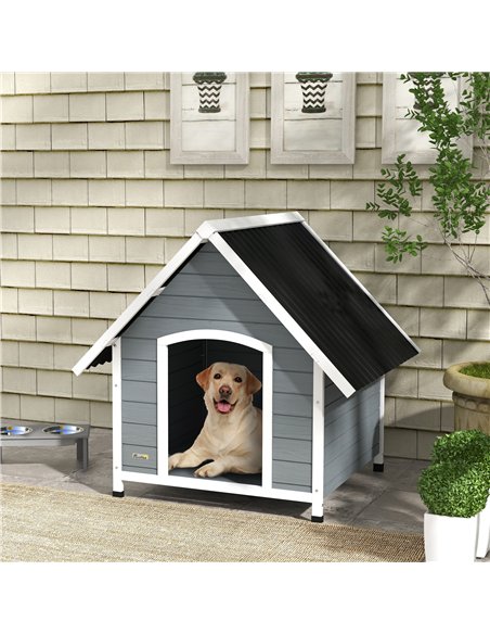PawHut Outdoor Dog Kennel, Wooden Dog House, with Removable Floor, Anti-Corrosion Wood, for Large Dogs, 106.5H x 110W x 98Dcm - pic 142248 | FastDaddyshop