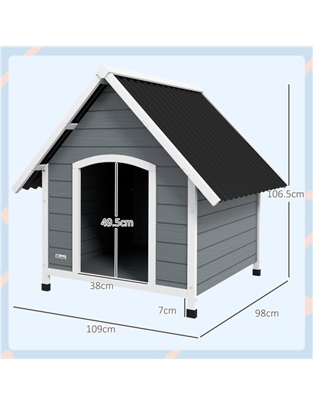 PawHut Outdoor Dog Kennel, Wooden Dog House, with Removable Floor, Anti-Corrosion Wood, for Large Dogs, 106.5H x 110W x 98Dcm - pic 142249 | FastDaddyshop