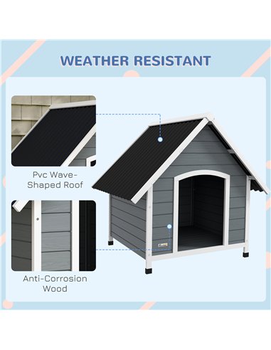 PawHut Outdoor Dog Kennel, Wooden Dog House, with Removable Floor, Anti-Corrosion Wood, for Large Dogs, 106.5H x 110W x 98Dcm